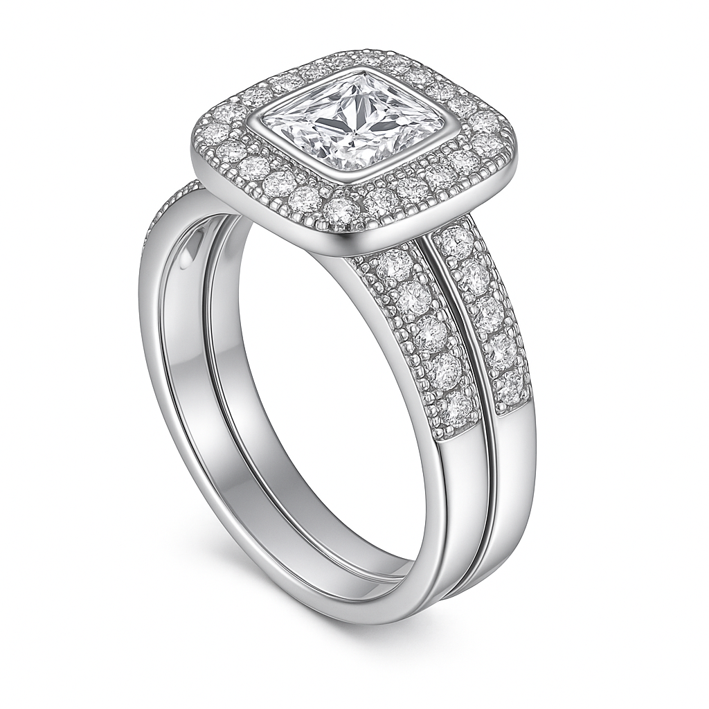 Square Two in One Combination Zircon Ring Set