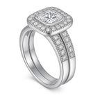 Square Two in One Combination Zircon Ring Set