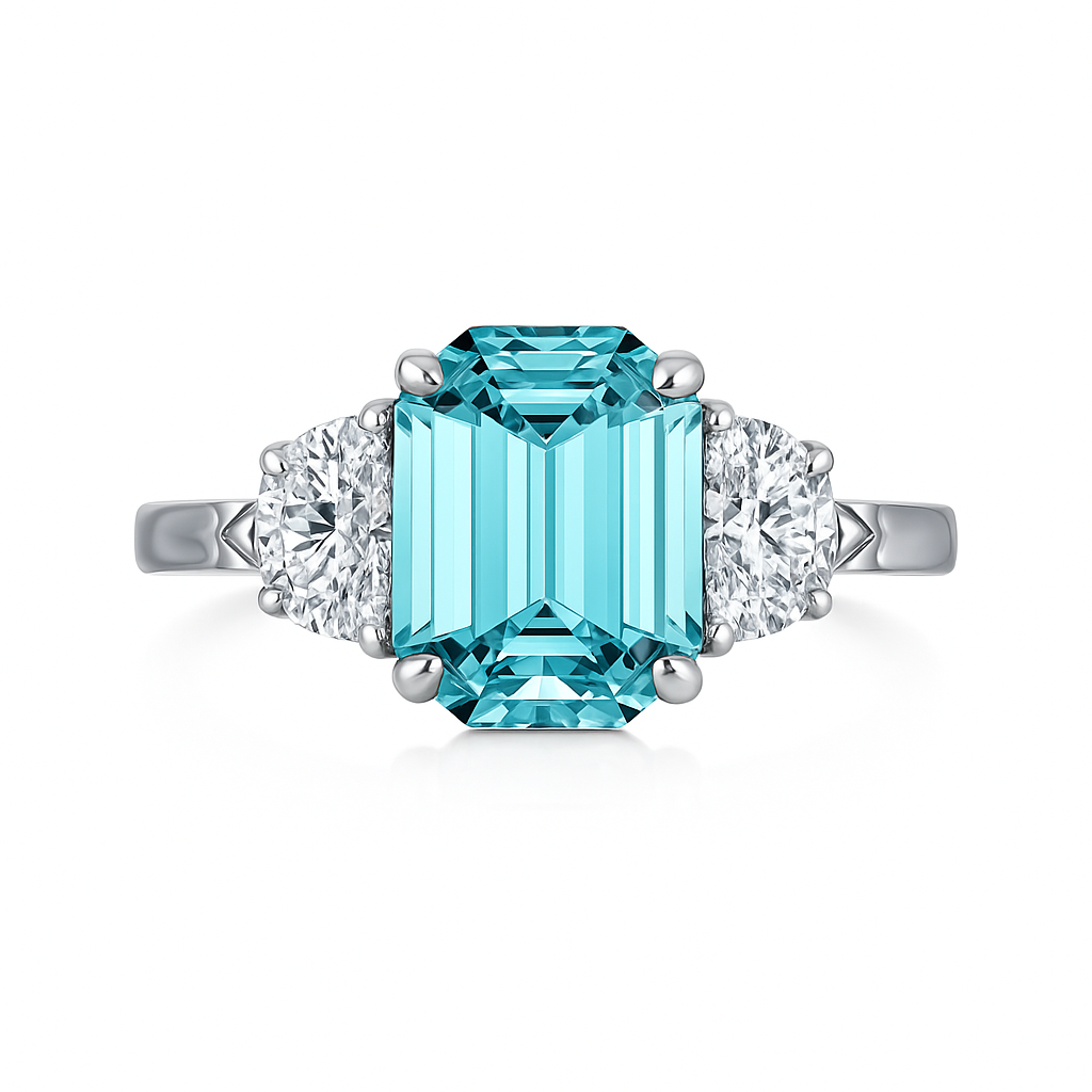 Emerald Cut Trilogy Zirconia Ring in Sterling Silver