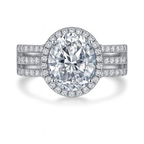 Oval Halo Zirconia Ring in Sterling Silver