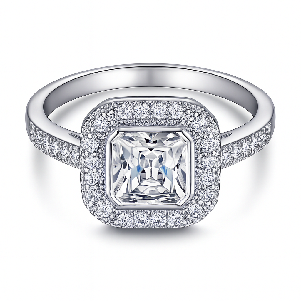 Square Two in One Combination Zircon Ring Set