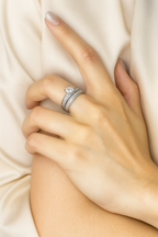 Two-Piece Princess Cut Zirconia Ring Set in Sterling Silver