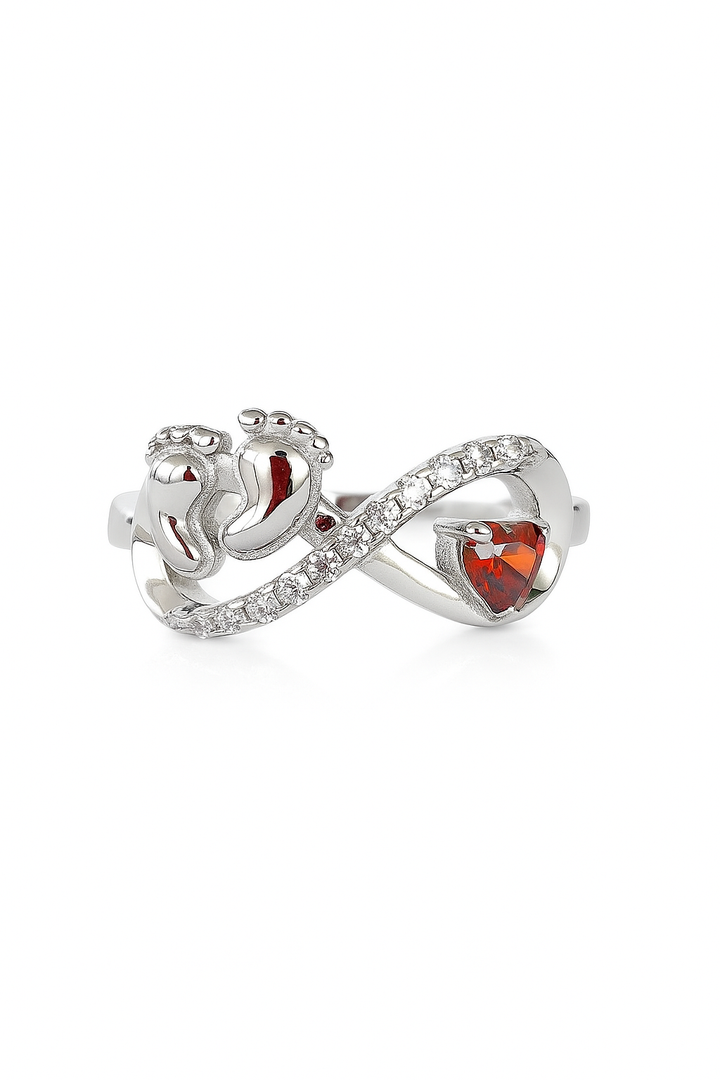 Baby Feet & Infinity Ring in Sterling Silver S925