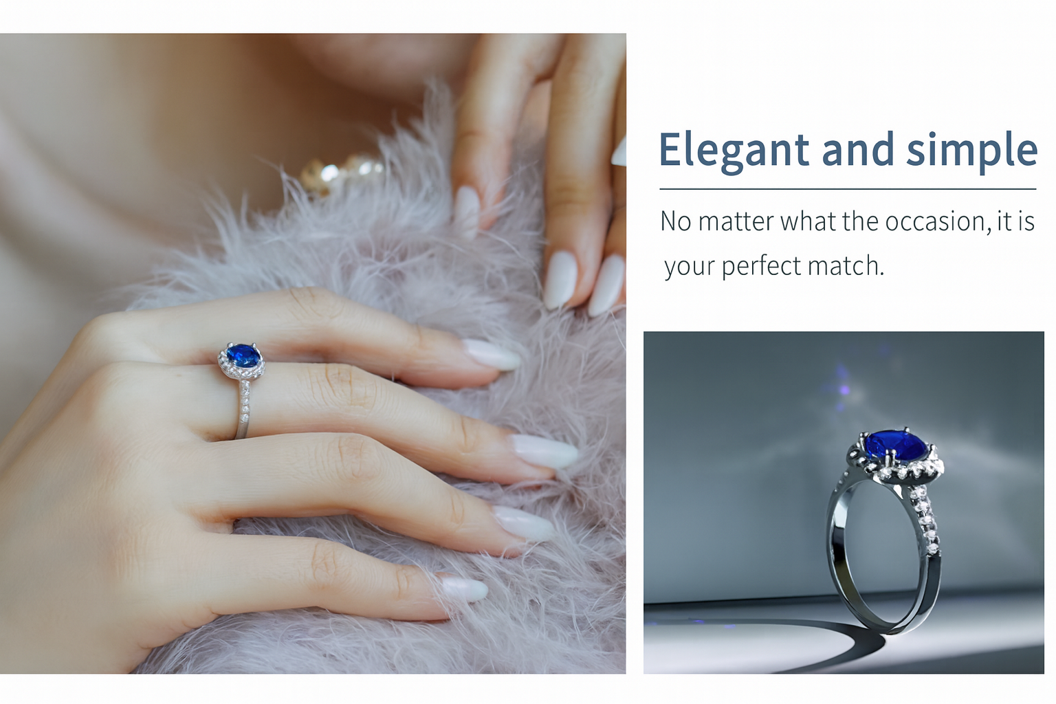 Blue Zirconia Halo Ring in Sterling Silver