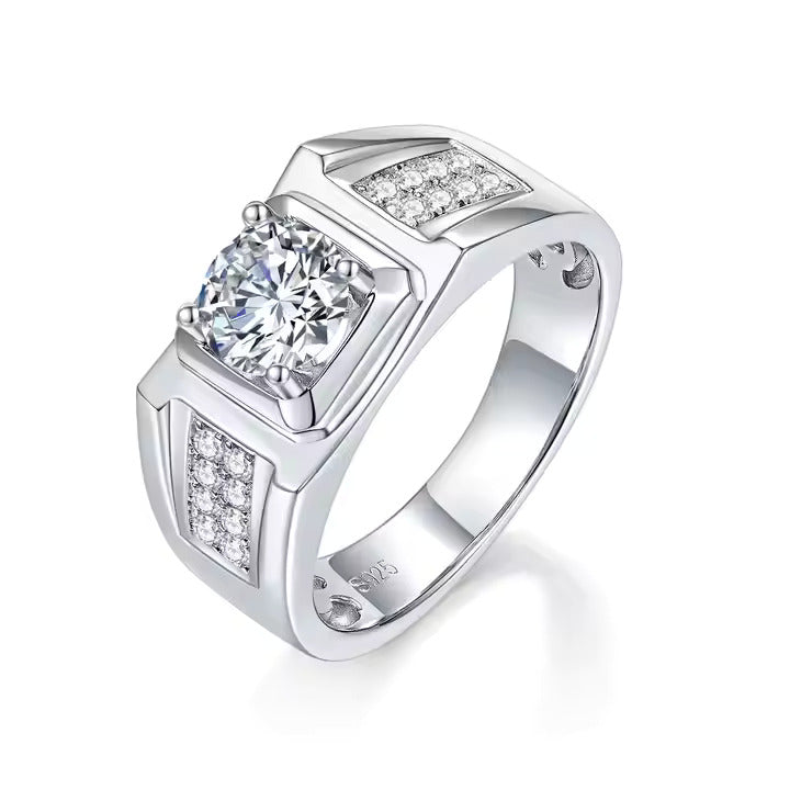 Brilliant Moissanite Silver Ring 1-2 ct brilliant-cut moissanite set in solid 925 silver. Elegant and genuine.