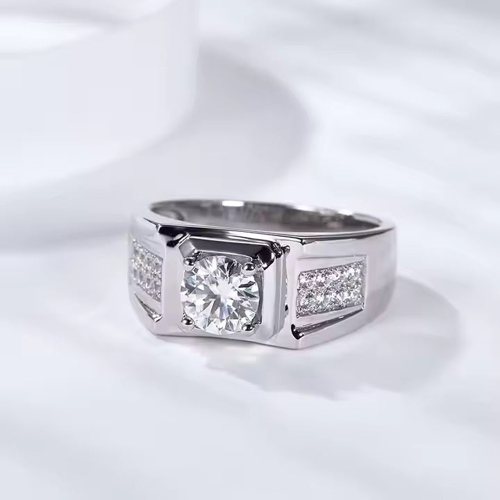 Brilliant Moissanite Silver Ring 1-2 ct brilliant-cut moissanite set in solid 925 silver. Elegant and genuine.
