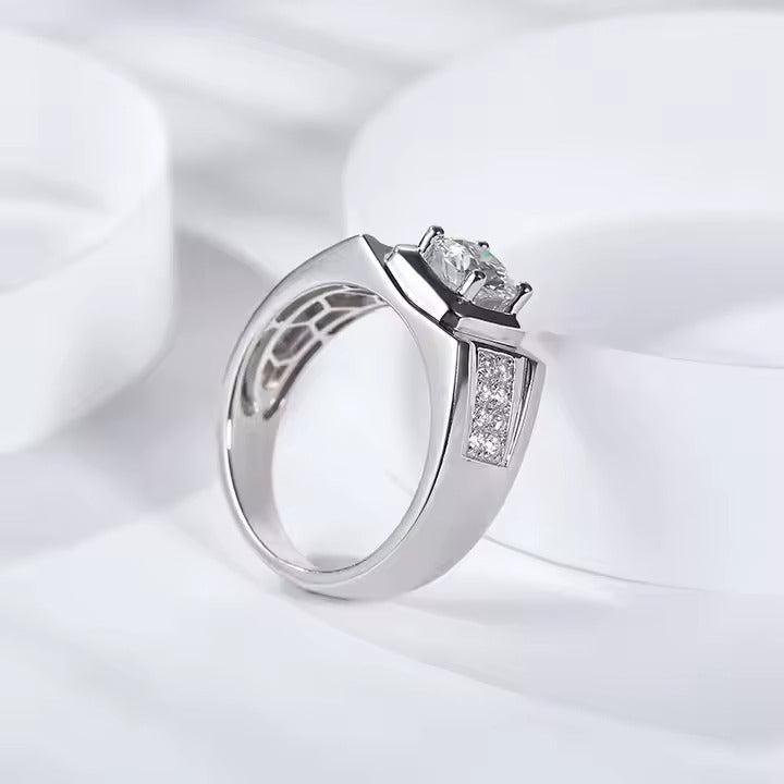 Brilliant Moissanite Silver Ring 1-2 ct brilliant-cut moissanite set in solid 925 silver. Elegant and genuine.