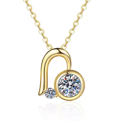 Factory Wholesale Premium Love 925 Sterling Silver Jewelry 14K Gold Plated 1Carat Moissanite Necklace for Women