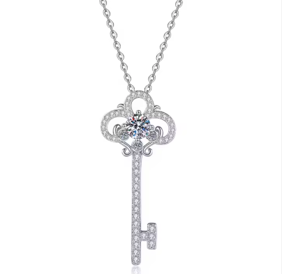 Hot Sale 925 Sterling Silver Jewelry Twilight Saga Keys 0.5carat Vvs D Moissanite Jewelry Pendant Necklace for Women