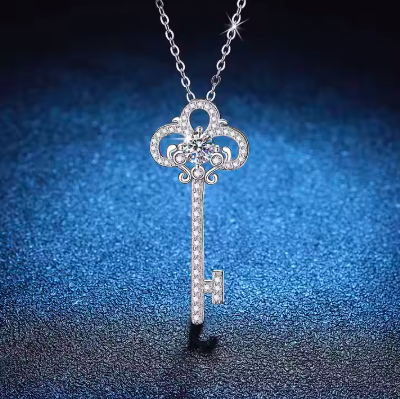 Hot Sale 925 Sterling Silver Jewelry Twilight Saga Keys 0.5carat Vvs D Moissanite Jewelry Pendant Necklace for Women