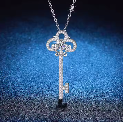Hot Sale 925 Sterling Silver Jewelry Twilight Saga Keys 0.5carat Vvs D Moissanite Jewelry Pendant Necklace for Women
