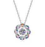 925 Sterling Silver Jewelry 1Carat Sparkling Moissanite with Small Colored Zircons Embellished Moissanite Necklace for Women
