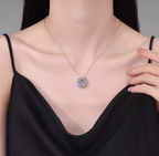 925 Sterling Silver Jewelry 1Carat Sparkling Moissanite with Small Colored Zircons Embellished Moissanite Necklace for Women