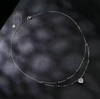 Collar de moissanita de doble capa de 1 quilate, de lujo, ligero, al por mayor, en plata de ley 925 con baño de platino, joyería de moda.