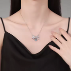 Fine Jewelry Light Luxury Bow Shaped 2Carat Moissanite Pendant 925 Sterling Silver 18K Gold Plated Moissanite Necklace for Women