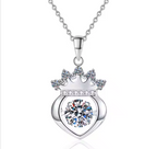 Fine Jewelry D Color 1.0Carat Moissanite Necklace S925 Sterling Silver Necklace Smart Crown Valentine's Day Gift for Women