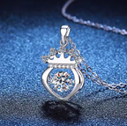 Fine Jewelry D Color 1.0Carat Moissanite Necklace S925 Sterling Silver Necklace Smart Crown Valentine's Day Gift for Women