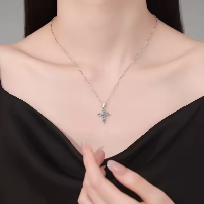 Joyería de moissanita cruzada de 3,0 mm de plata esterlina 925 de alta calidad al por mayor para mujer, regalo de San Valentín, joyería fina.