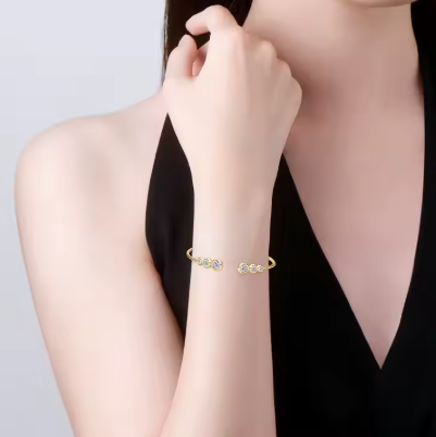 Brazalete de plata de ley 925 con bisel de moissanita en color D, certificado GRA, para mujer