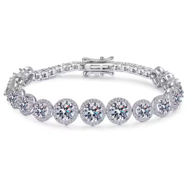 Pulsera de moissanita de lujo de 10 quilates, venta al por mayor, plata de ley S925, joyería fina de moda, brazaletes para mujer.