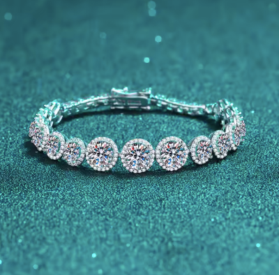 Factory Wholesale Luxury Gra 10ct Moissanite Bracelet S925 Sterling Silver Fine Fashion Jewelry Bracelets Bangles for Women