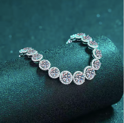 Factory Wholesale Luxury Gra 10ct Moissanite Bracelet S925 Sterling Silver Fine Fashion Jewelry Bracelets Bangles for Women