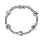 Pulsera de plata 925 con piedras preciosas de hielo, joyería de lujo fina con racimo de moissanita y diamantes, pulsera de tenis para mujer, cadena de boda