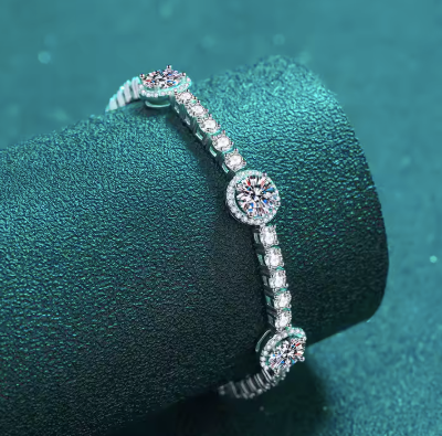 925 Silver Gemstone Ice Bracelet Jewelry Luxury Fine Moissanite Cluster Diamond Tennis Bracelet Women Chain Wedding