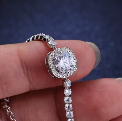 Pulsera de moissanita color D de 1 quilate con diseño vintage de diseño vintage de plata de ley 925 con certificado de autenticidad para mujer.