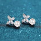 Pendientes de aro de perlas de agua dulce, resistentes al agua, de plata de ley 925, con perlas de moissanita para mujer.