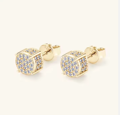Pendientes de plata de ley 925 con diamantes en color D auténtico y microincrustaciones de moissanita de 1,1 mm. Pendientes llamativos.