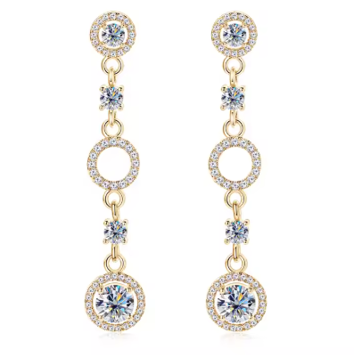 Pendientes colgantes de moissanita de 2,0 quilates con borla, color D, originales, de plata de ley 925, para mujer, venta al por mayor