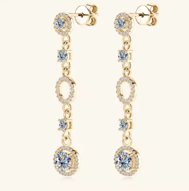 Pendientes colgantes de moissanita de 2,0 quilates con borla, color D, originales, de plata de ley 925, para mujer, venta al por mayor