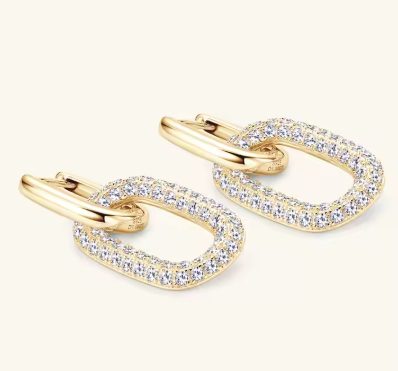 Pendientes de aro con eslabones de clip de moissanita de 1,7 mm para mujer, de plata de ley 925, joyería fina.