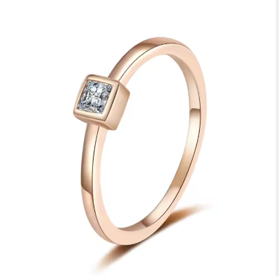 0.3CT Princess Cut Moissanite Rings 925 Sterling Silver Plated 18K Rose Gold Ring Does Not Fade Fine Jewelry