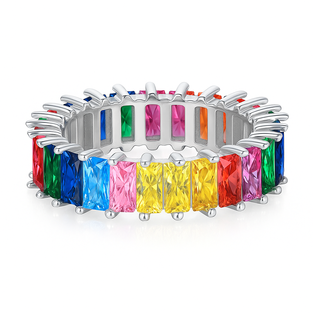 Eternity Zirconia Band Ring in Sterling Silver or Gold