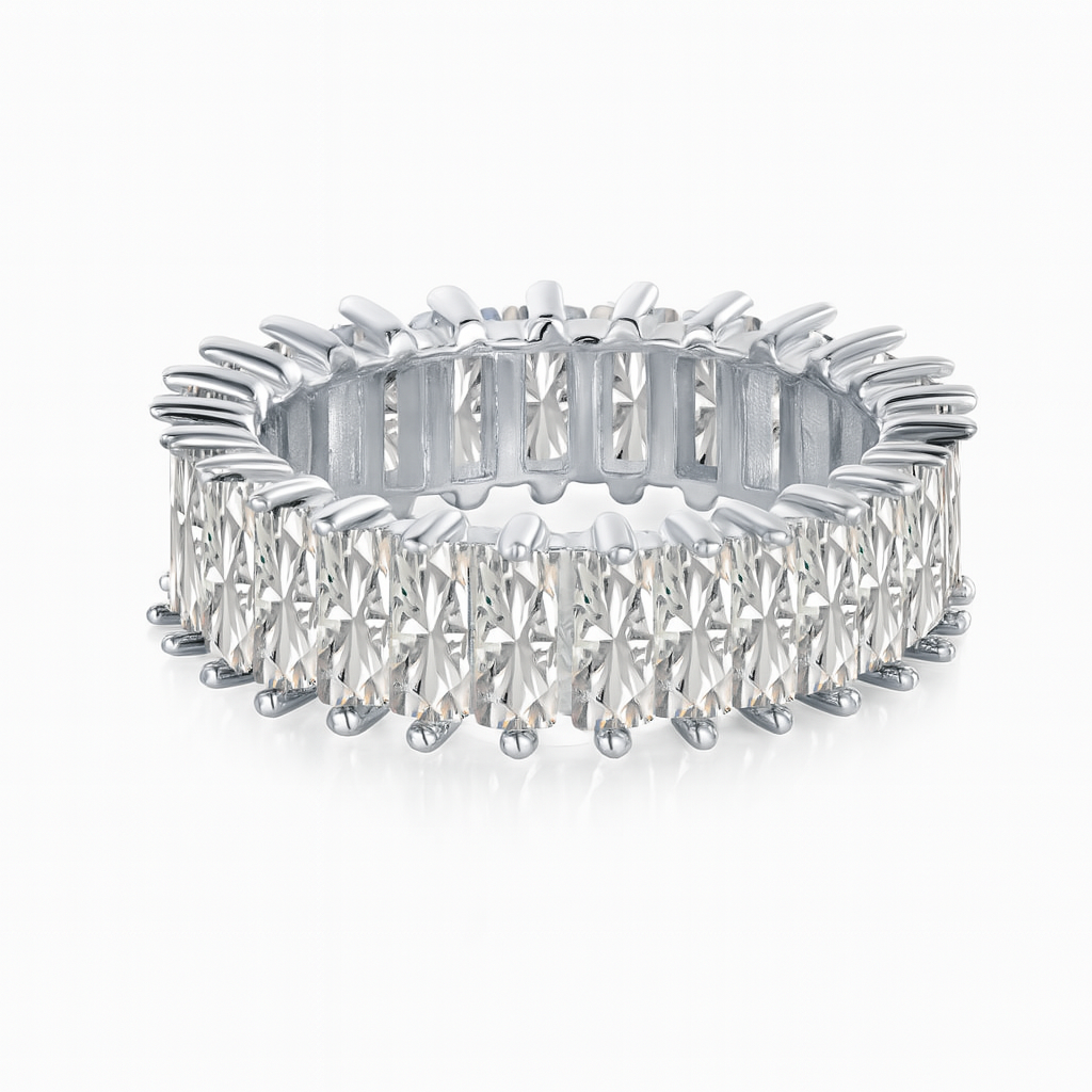 Eternity Zirconia Band Ring in Sterling Silver or Gold