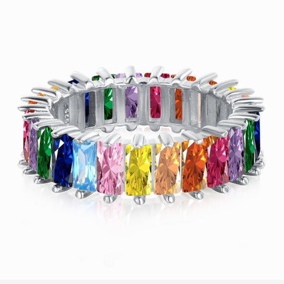 Rainbow Prism Silver Ring