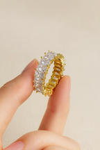 Eternity Zirconia Band Ring in Sterling Silver or Gold