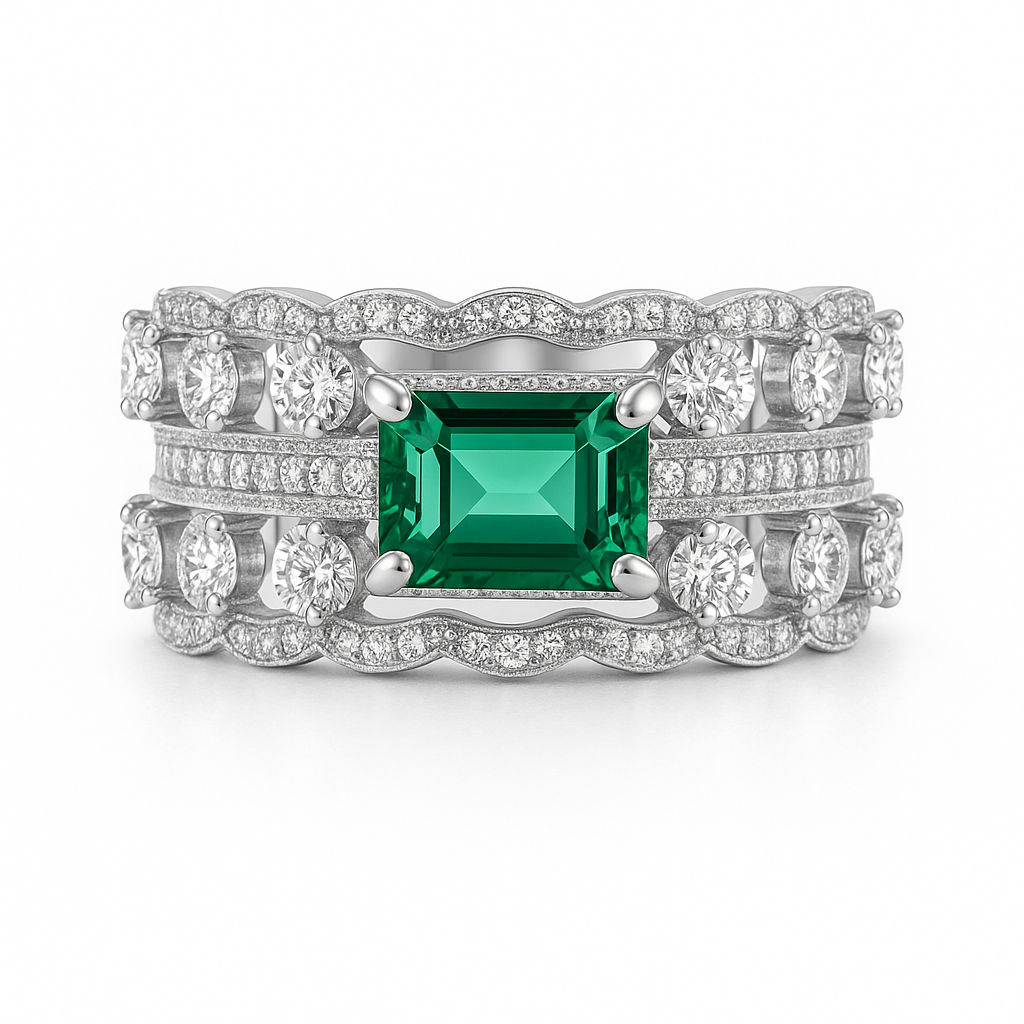 Green Zirconia Ring in Sterling Silver