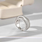 Layered Silver Zirconia Ring in Sterling Silver