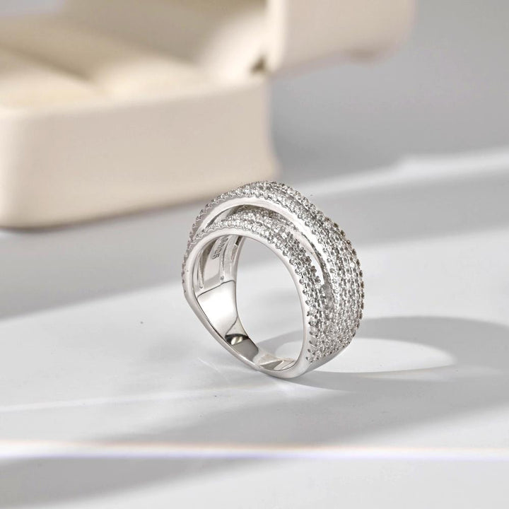 Layered Silver Zirconia Ring in Sterling Silver