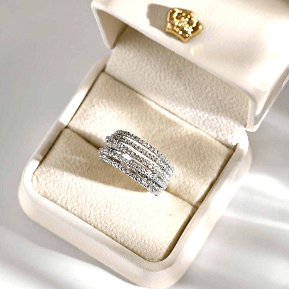 Layered Silver Zirconia Ring in Sterling Silver