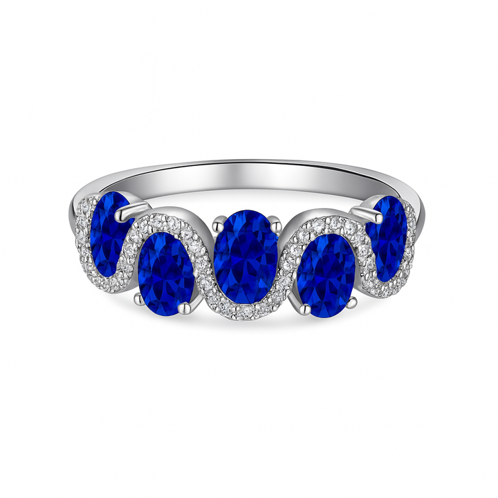 Oval Wave Zirconia Ring in Sterling Silver