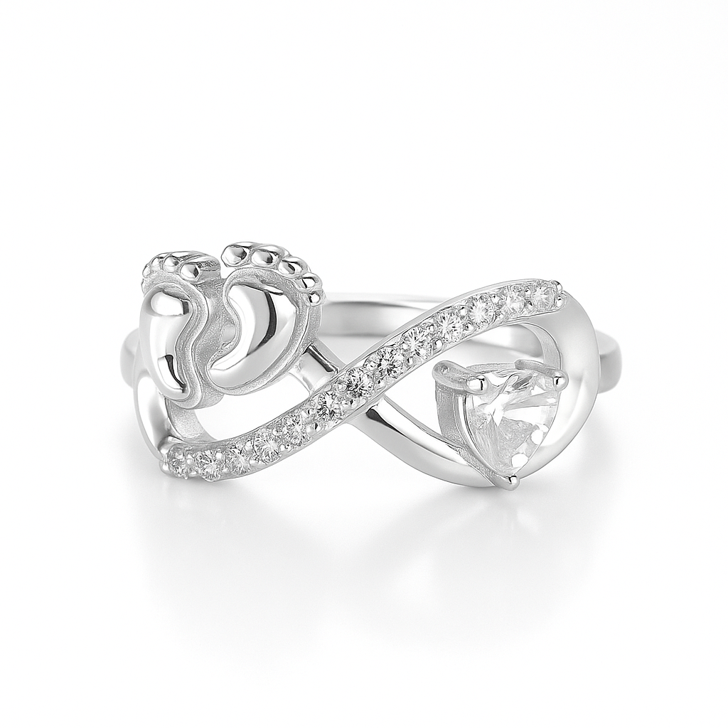 Mother's Love Footprints Silver Ring