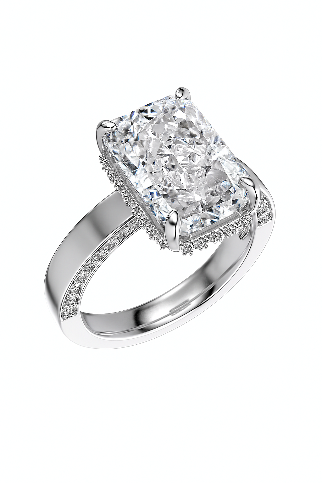 Radiant Yellow Rectangular Zirconia Ring in Sterling Silver