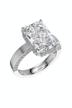 Radiant Yellow Rectangular Zirconia Ring in Sterling Silver