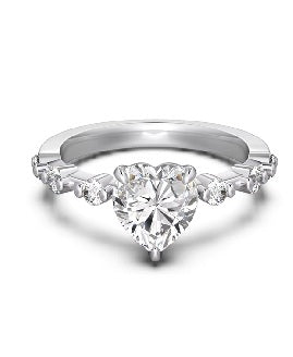 Anillo de plata con gema de corazón con cuentas impactantes