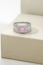 Zirconia Ring with Clear and Pink Stones in Sterling Silver