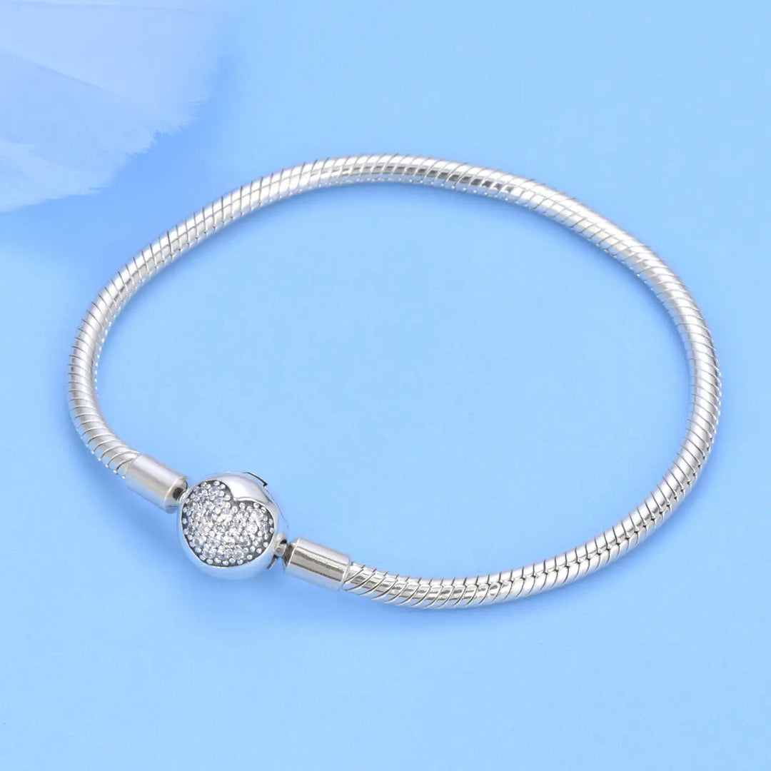 Heart Shaped Snake Bone Bangle Bracelet